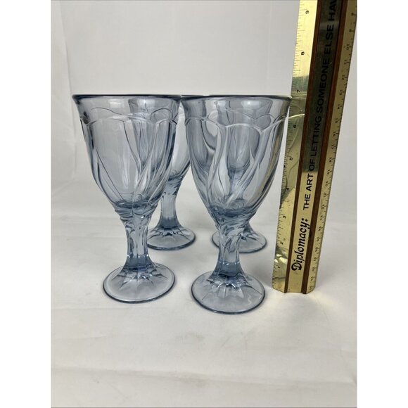 Noritake Sweet Swirl Wine Glasses Goblet Light Blue Vintage - Picture 2 of 6